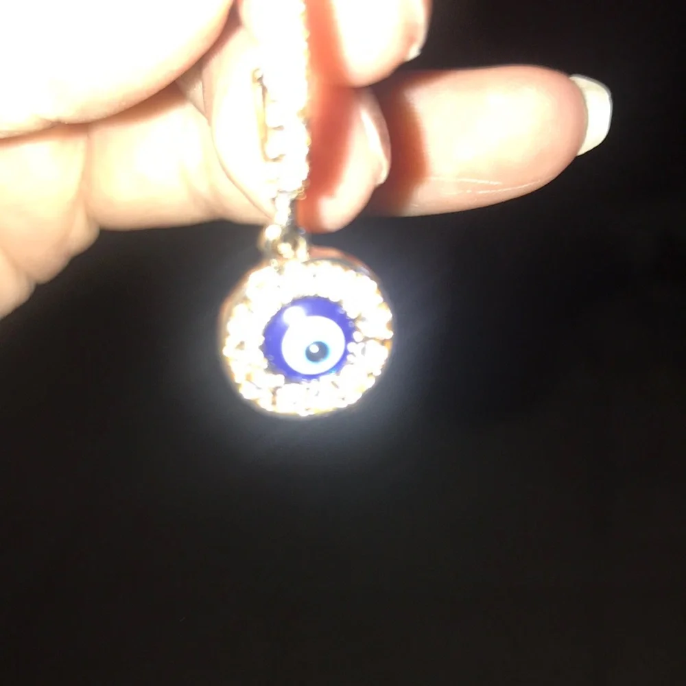 Gold Evil Eye Earrings - Picture 4 of 6